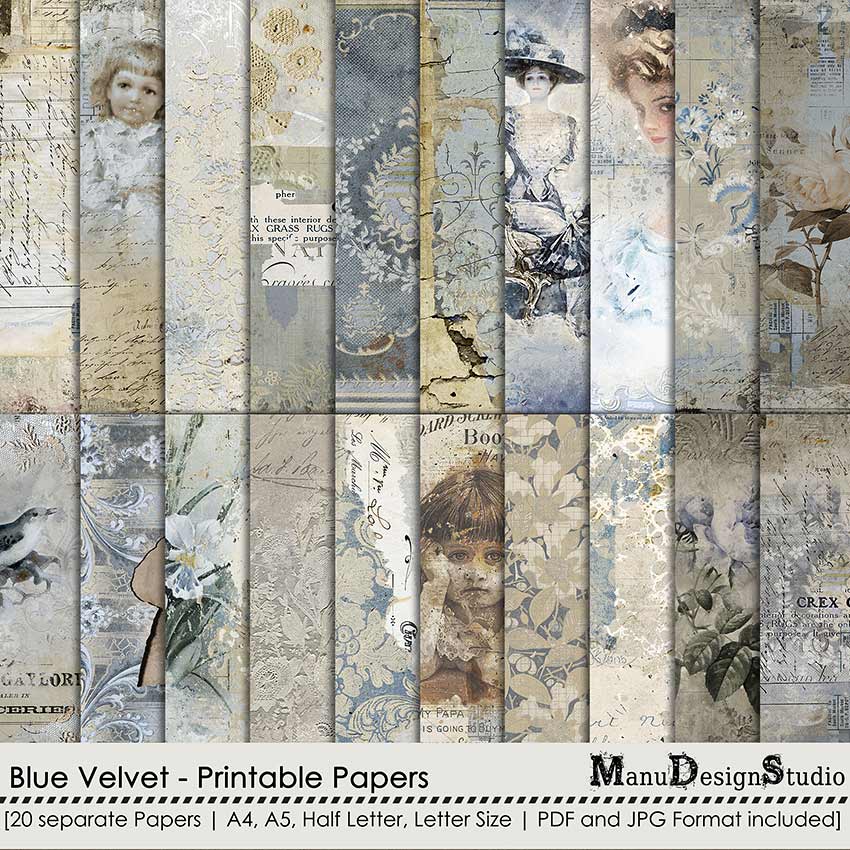 Printable Papers Blue Velvet