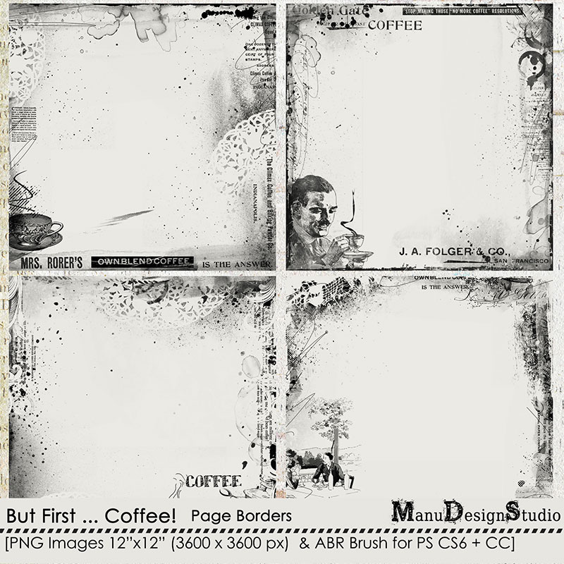 Coffee Digital Scrapbook Page Borders