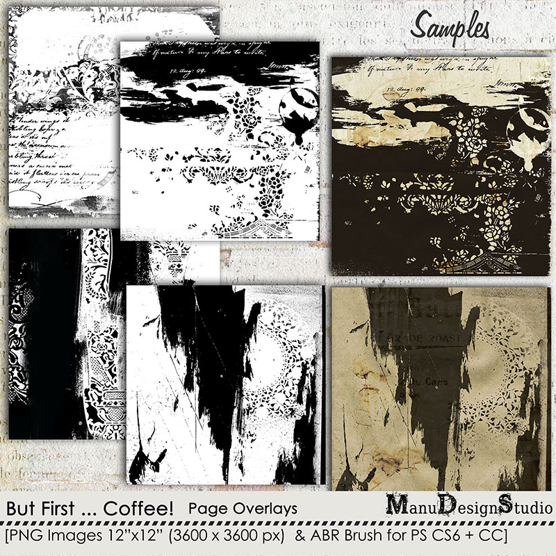 Coffee Digital Scrapbook Page Overlays