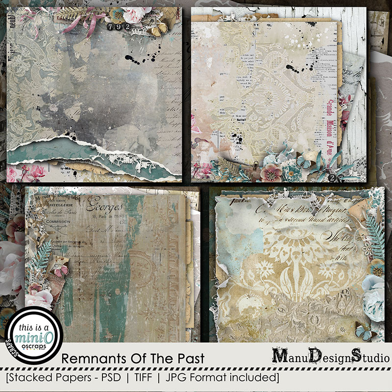 Remnants Of The Past - Vintage Scrapbook Stacked Papers