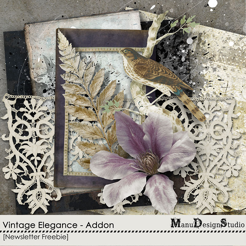 Digital Scrapbook Pack, Vintage Elegance Quick Pages by Manu