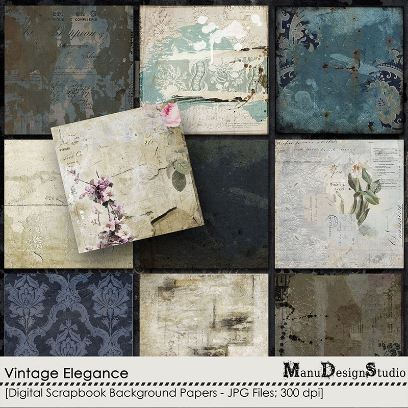 Vintage digital scrapbook papers