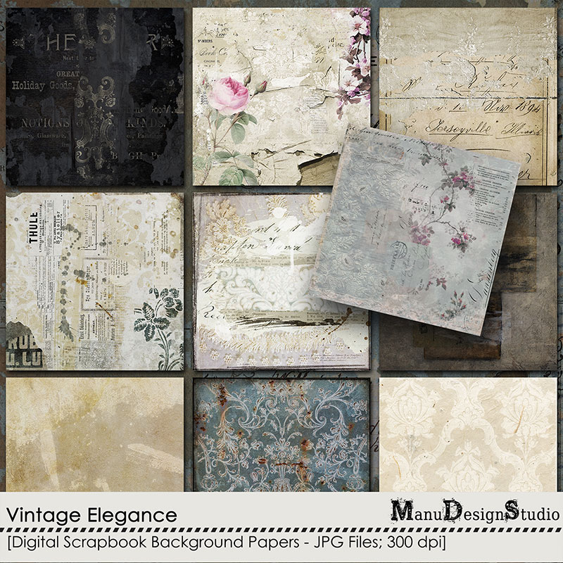 Vintage digital scrapbook papers